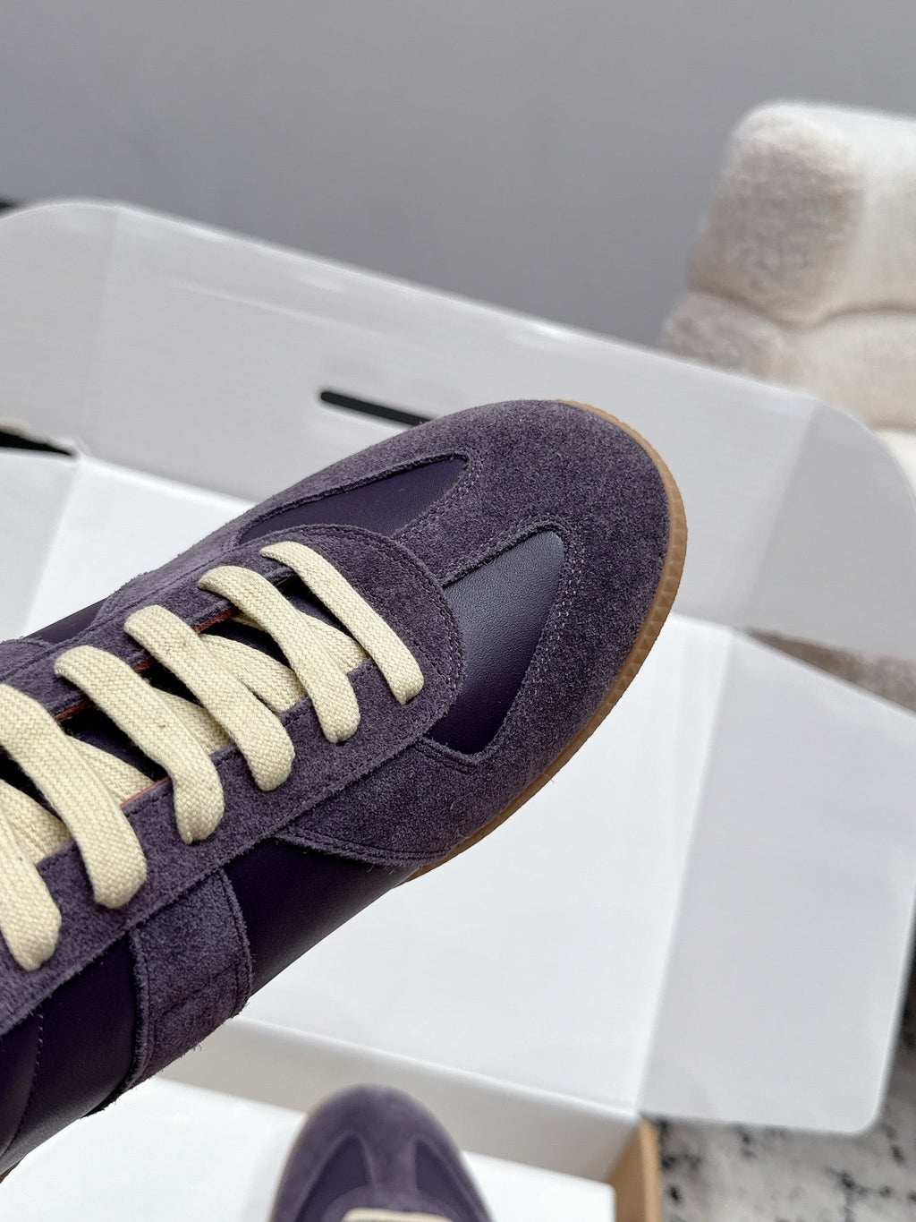 MM6 Replica Casual Sneaker Light Purple Sheepskin Suede 881199