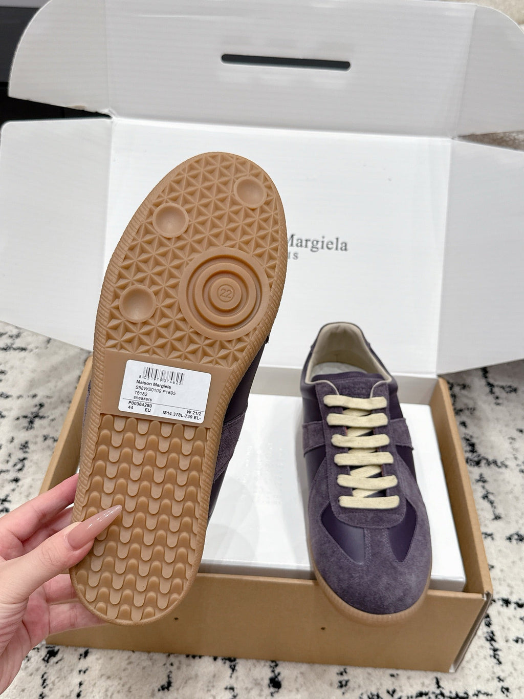 MM6 Replica Casual Sneaker Light Purple Sheepskin Suede 881199