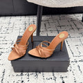 YSL Kate Mule 10.5cm Brown Satin 847150