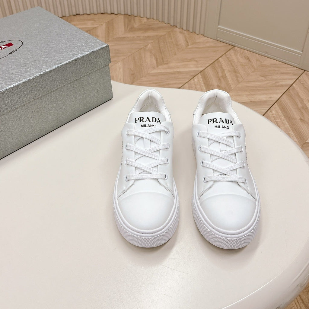 PRA LOGO OUTLET BASIC SNEAKERS WHITE CALFSKIN