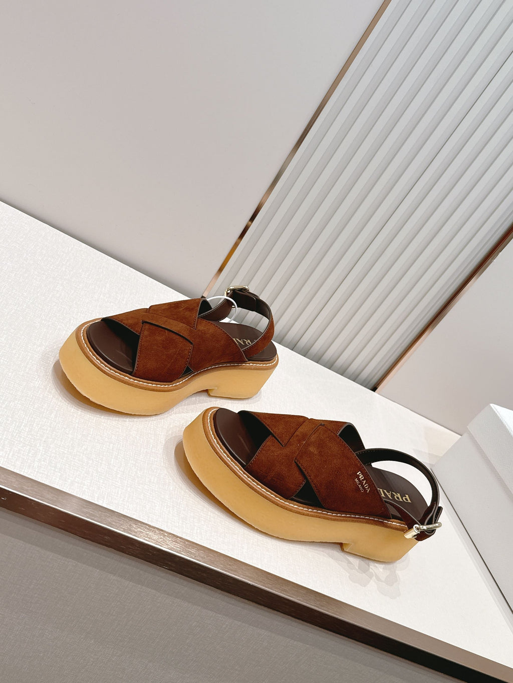 Prada 26s Sandals Cocoa Brown Suede 838141