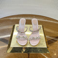 RC 25 Butterfly Flower Thick Heel Sandals Pink Sheepskin 242921