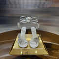 RC 25C Stiletto Sandals White Silk Rhinestone 275775