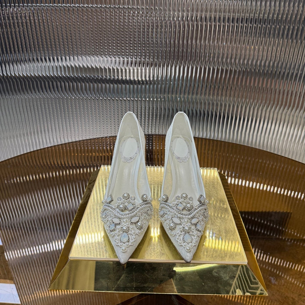 RC 25C Retro Pump 7.5cm Pearl White Sheepskin 310636