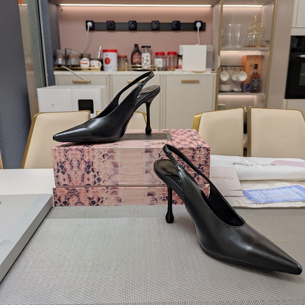 Jimmy 25 Slingback Pump Heels Black Nappa Leather 240025