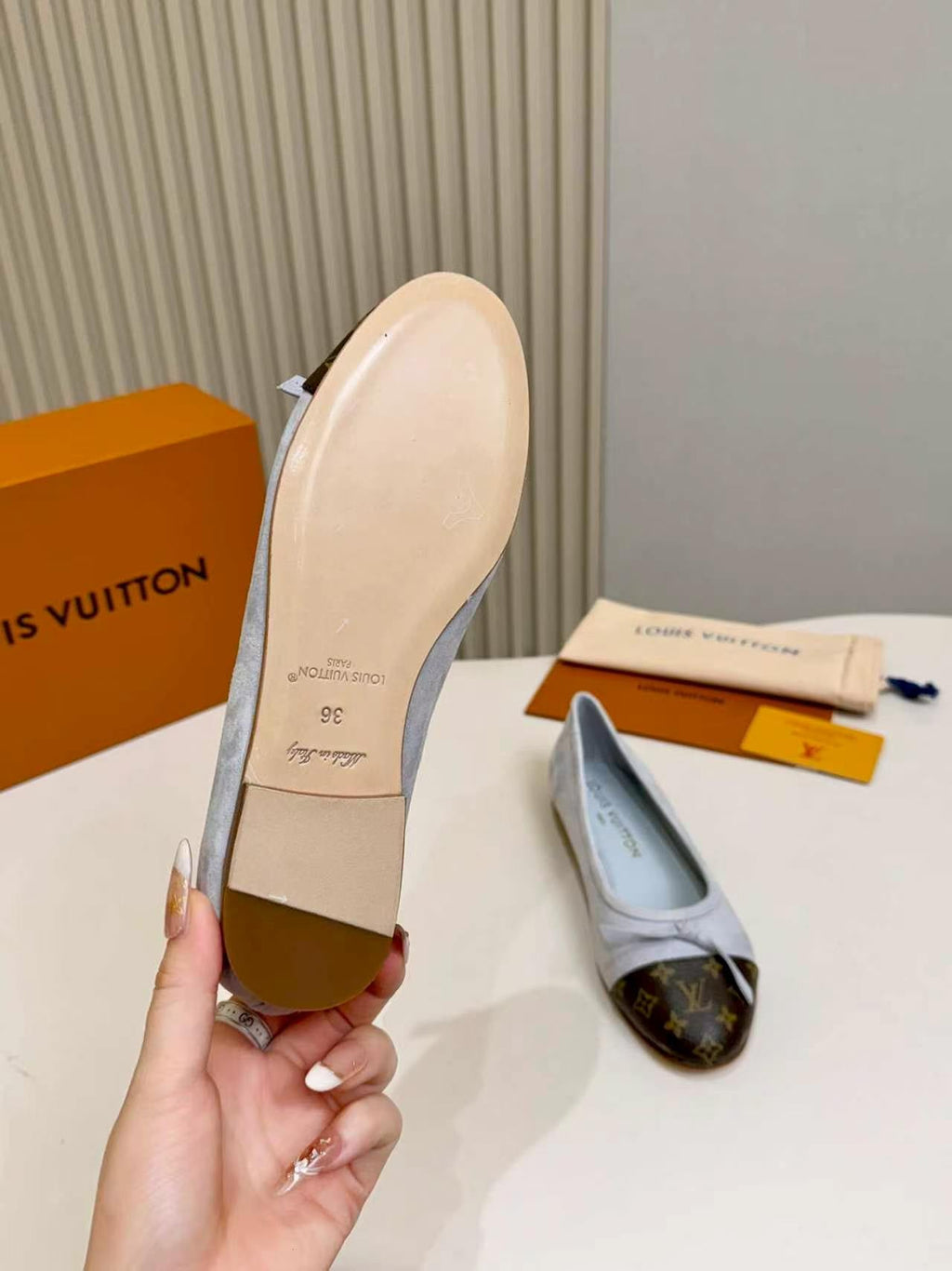 LV Darling Ballerina Light Slate Blue Suede 847111