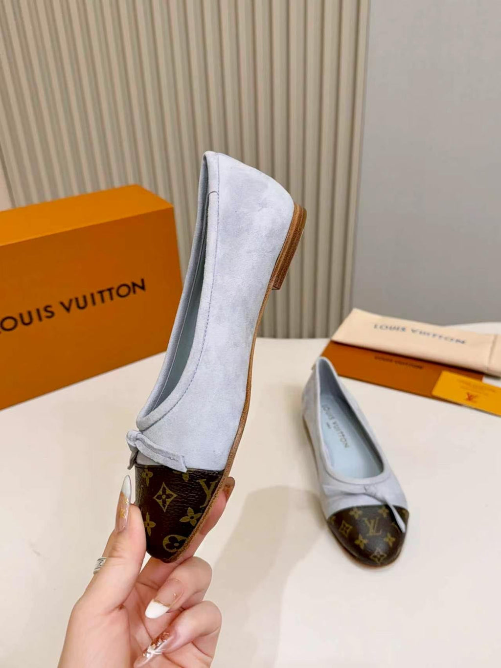 LV Darling Ballerina Light Slate Blue Suede 847111