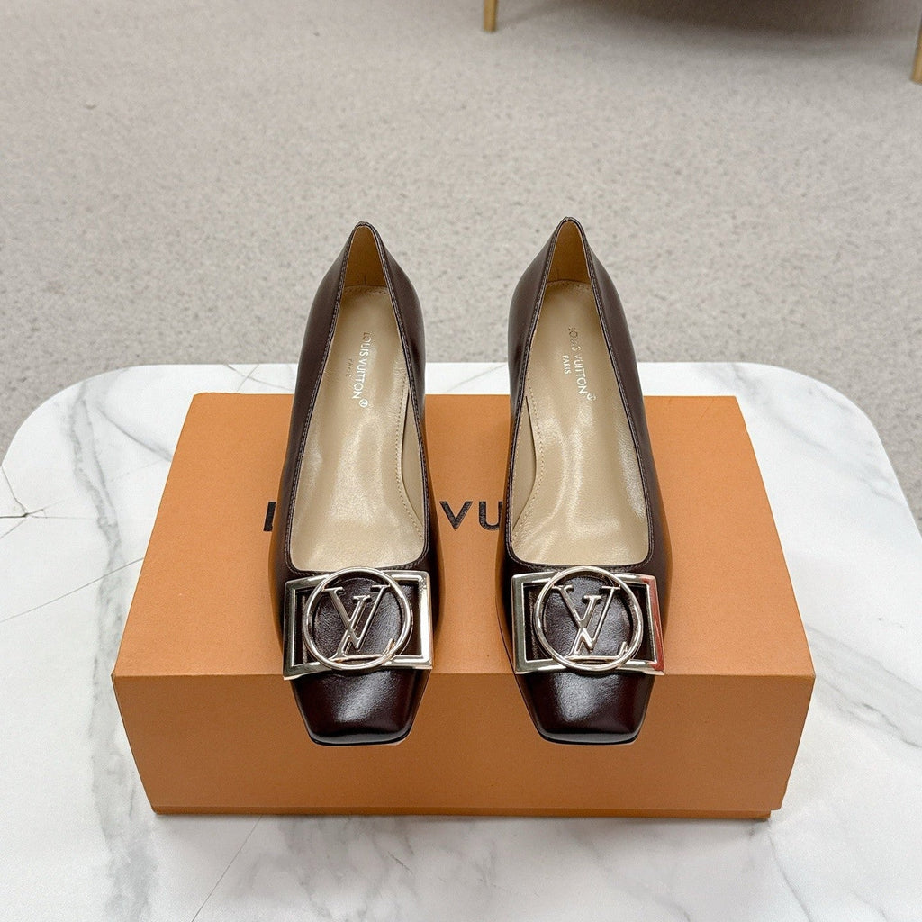 LV Madeleine High Heels Fuchsia Burgundy Leather 528579