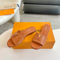 lv capri flat mule brown calfskin