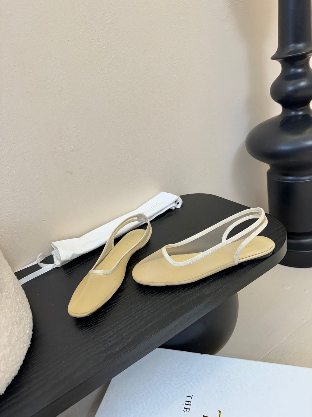 The Row Slingback Flat Beige Mesh And Sheepskin 334166