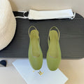 The Row Slingback Flat 10mm Green Mesh And Sheepskin 334167