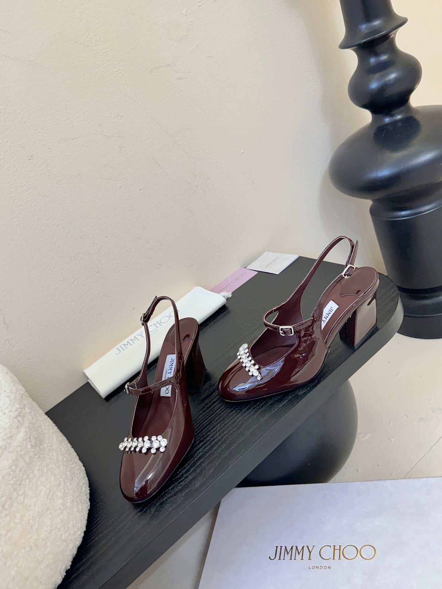 Jimmy Belinda Slingbacks 70mm Deep Merlot Patent Leather 424496