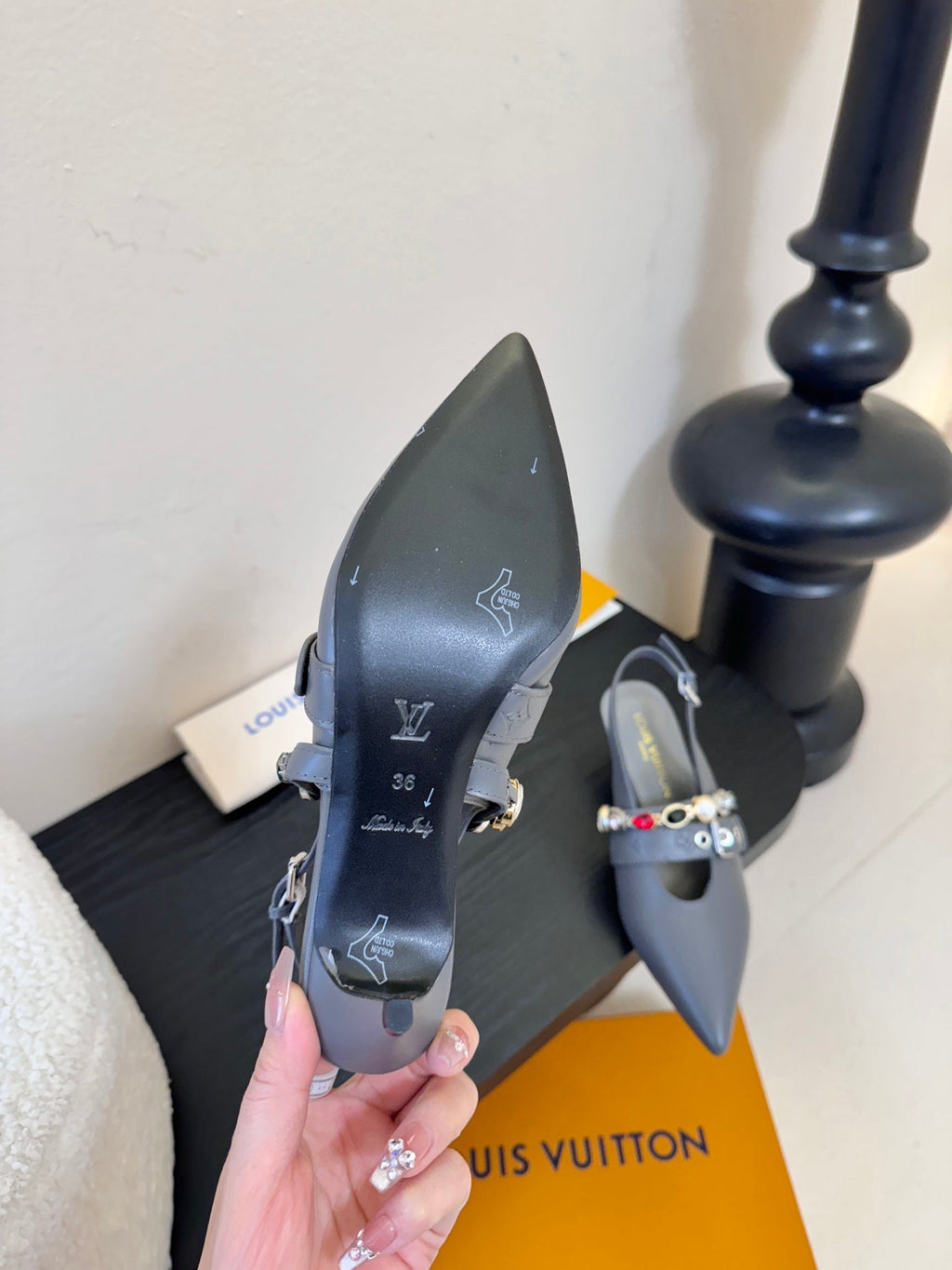 LV Vibe Slingback 6cm Slate Grey Cowhide 580332