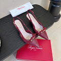 Virgule Slingback Pumps 7.5cm Burgundy Cowhide 606403