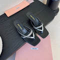 Miu 26s High-Heeled Sandals Black Sliver Sheepskin 627365