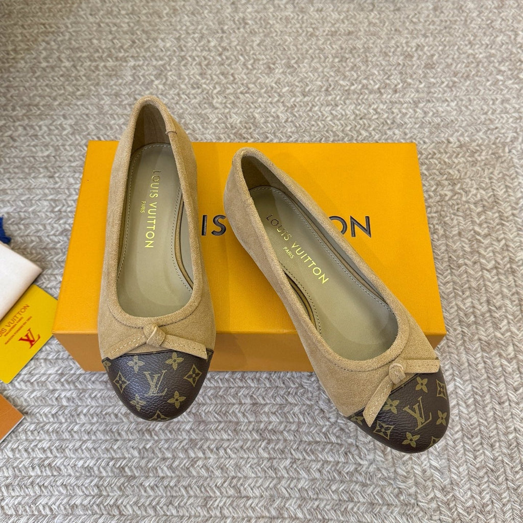 LV Darling Ballerinas Beige Brown Suede Leather 888288