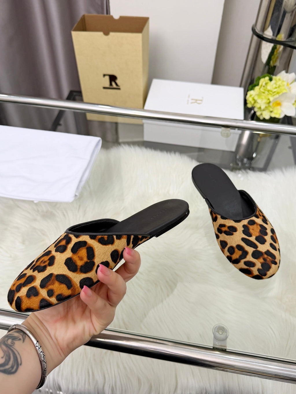 The Row Sleeper Two Slippers Leopard Suede 707569