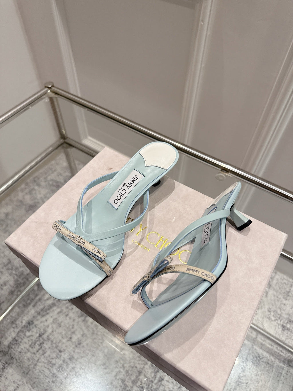 Jimmy Ciela Mules 45mm Light Blue Sheepskin 422437