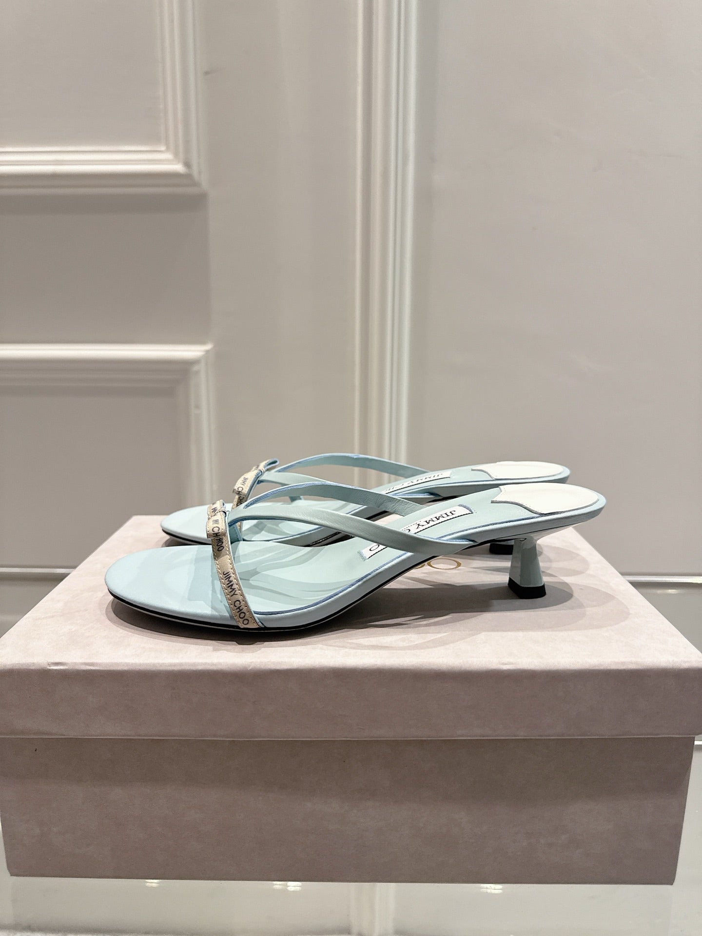 Jimmy Ciela Mules 45mm Light Blue Sheepskin 422437