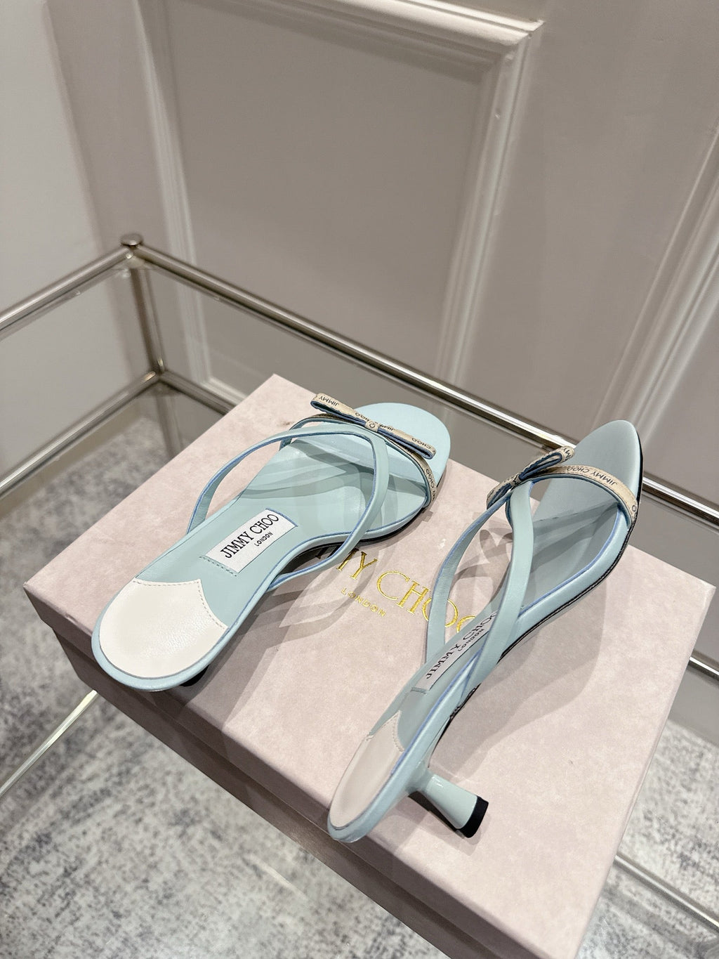 Jimmy Ciela Mules 45mm Light Blue Sheepskin 422437