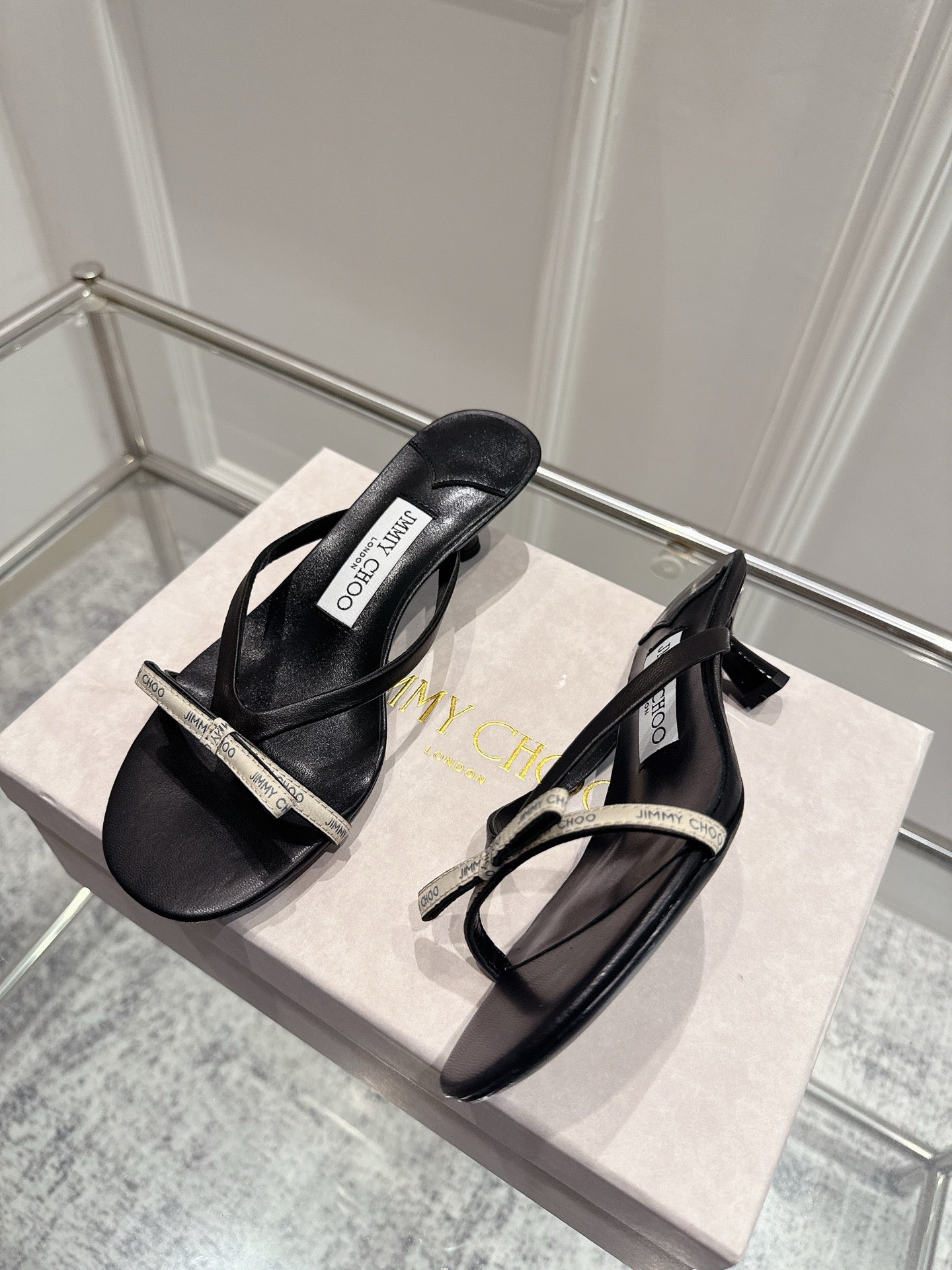 Jimmy Ciela Mules 45mm Black Sheepskin 422438