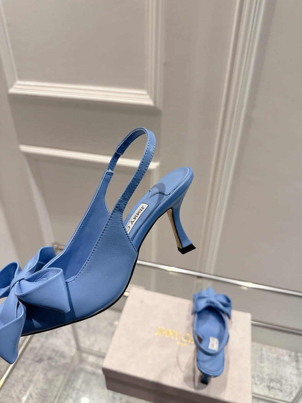Jimmy Staz Slingback 70mm Dusty Blue Sheepskin 422443