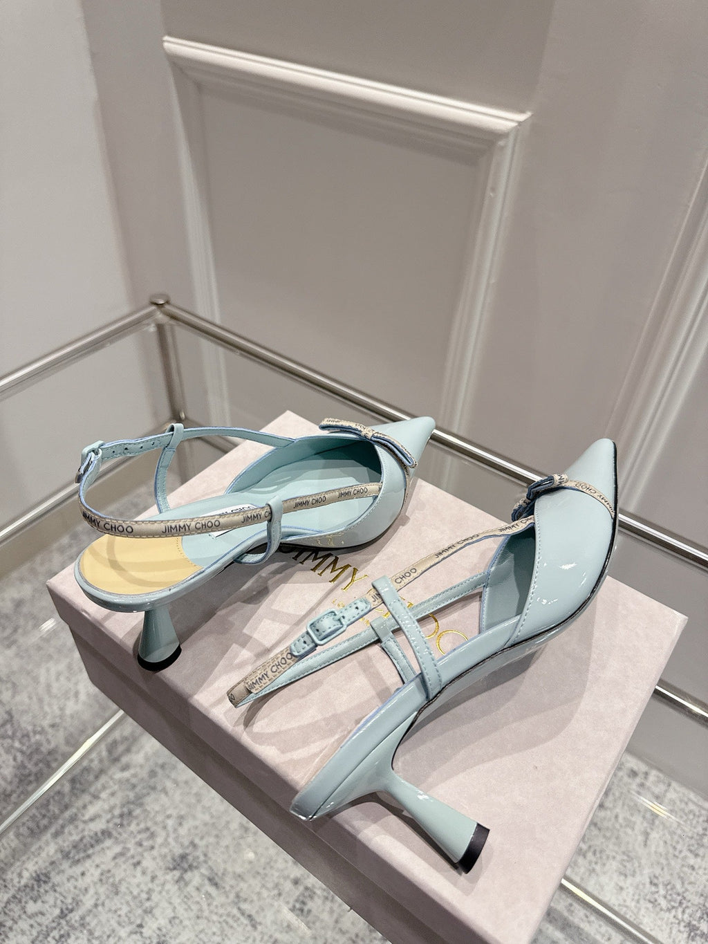 Jimmy Camila Pumps 65mm Light Blue Patent Leather 422445