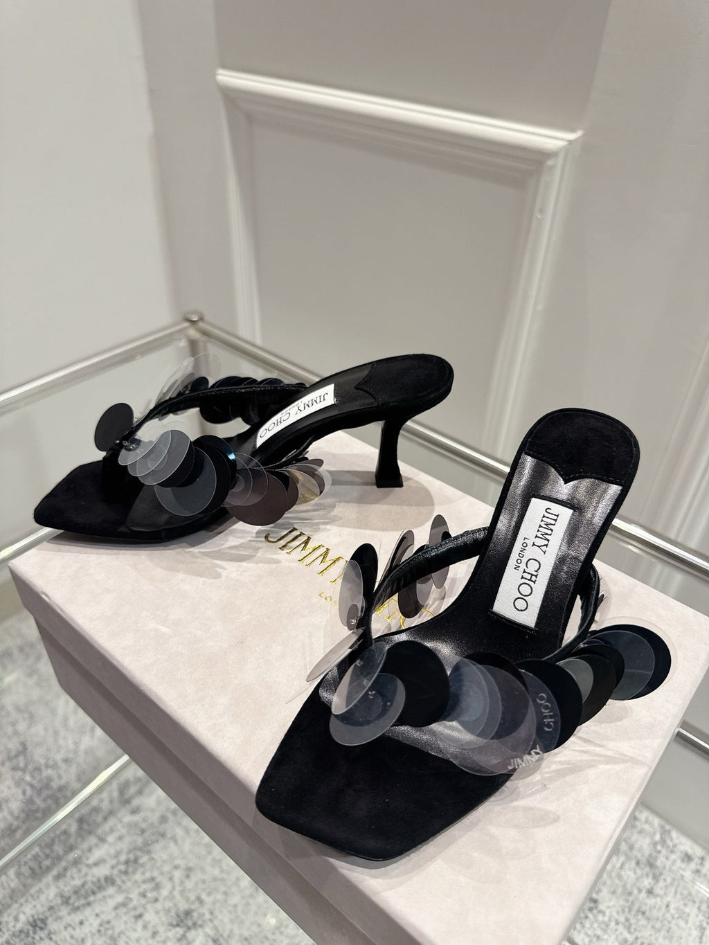 Jimmy Freia Mule 70mm Black Suede 422448