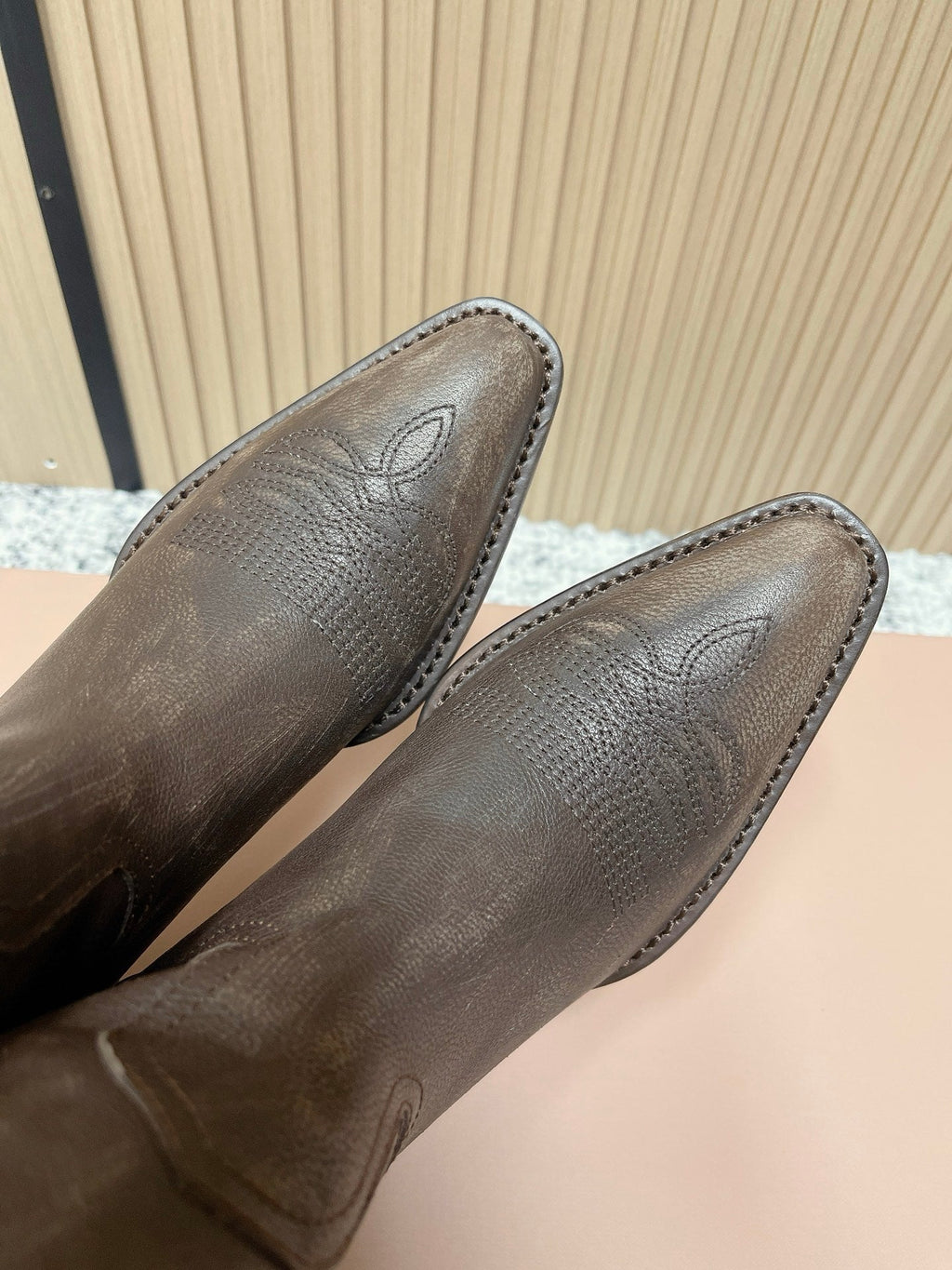 Miumiu Latest FW Western Cowboy Boots Brown Genuine Leather 533965
