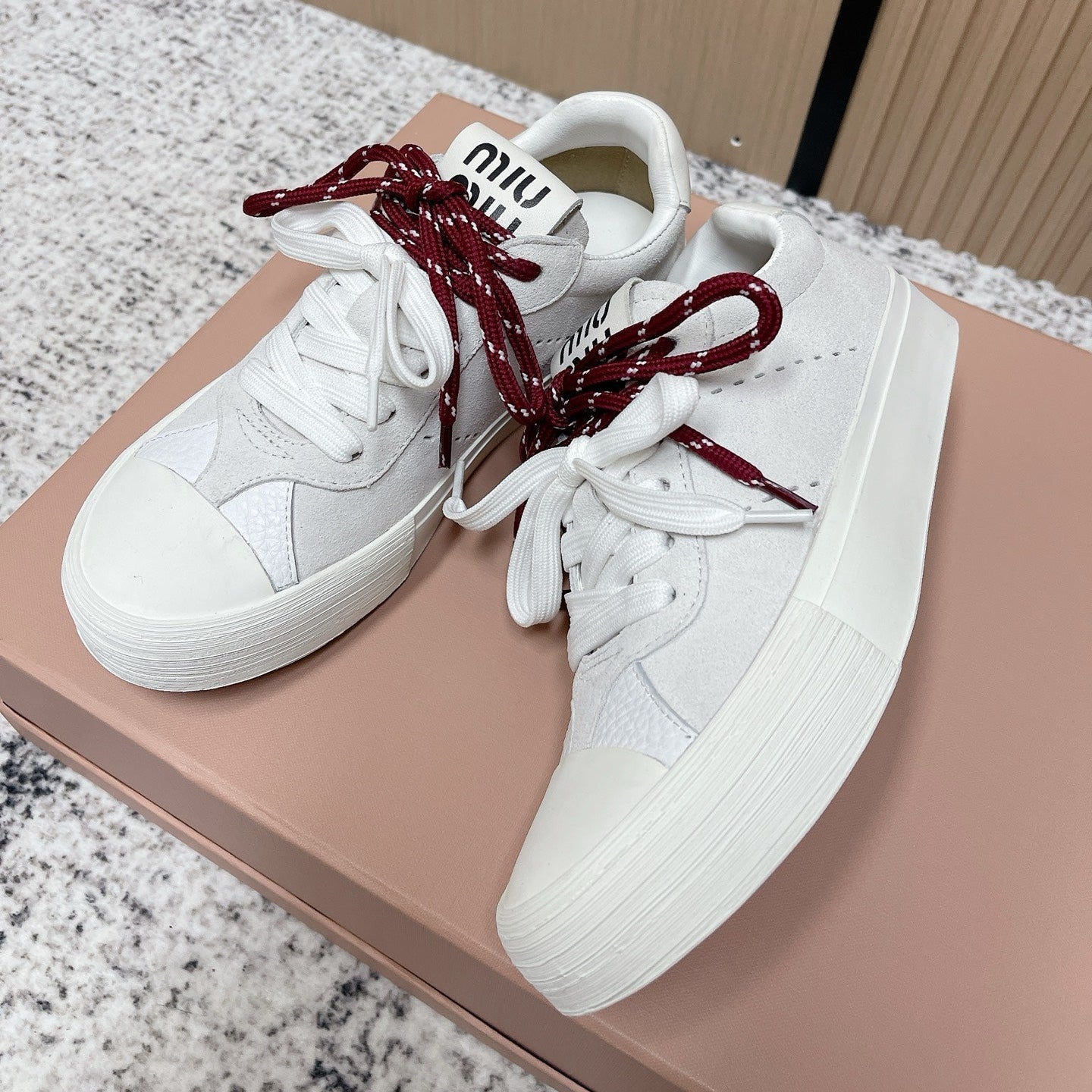 Miu Miu Plume Sneakers White  Red Yellow Suede Cowhite 533983