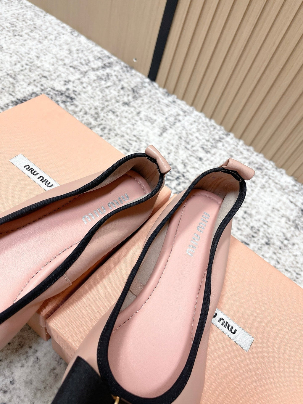 Miu Pointed-Toe Ballet Flats Light Pink Sheepskin 591565