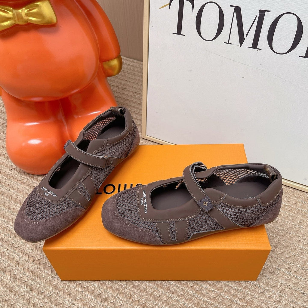 LV Sneakerina Mary Jane Coffee Suede Mesh 854278
