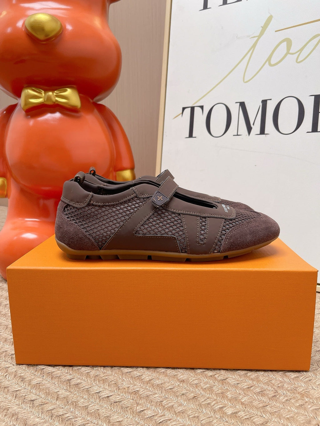 LV Sneakerina Mary Jane Coffee Suede Mesh 854278