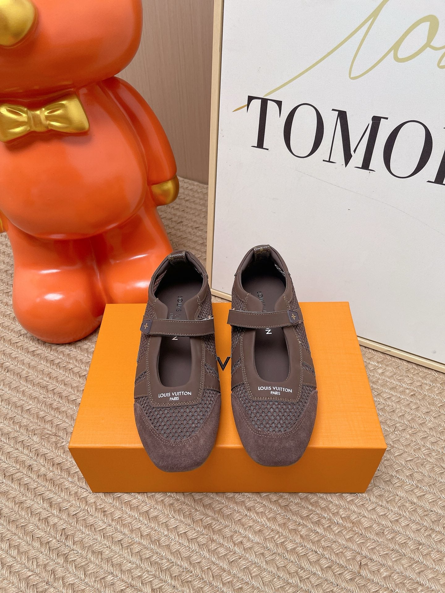 LV Sneakerina Mary Jane Coffee Suede Mesh 854278