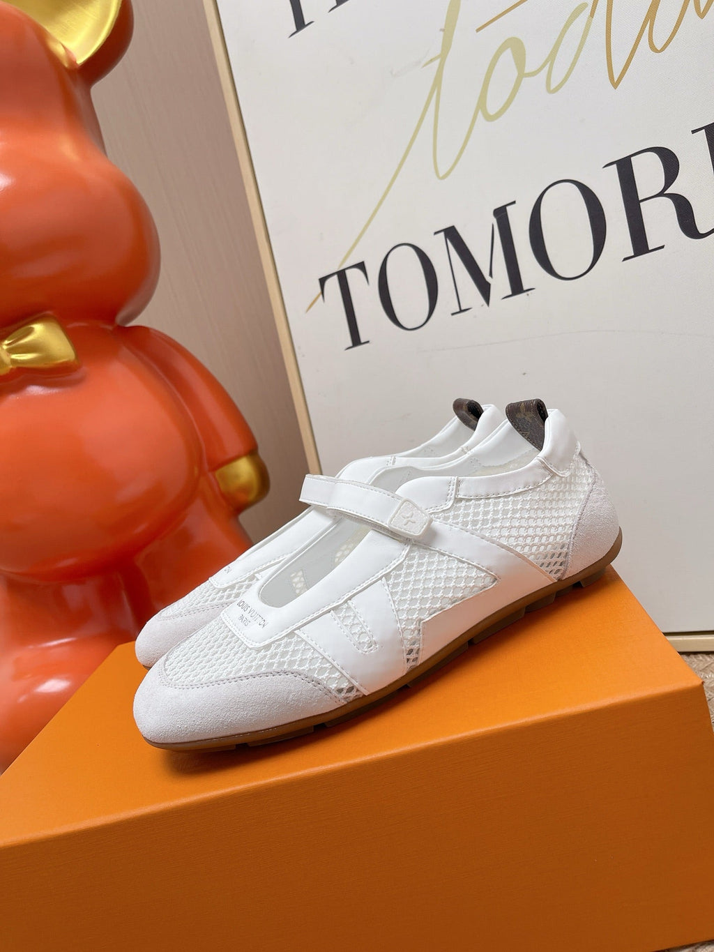 LV Sneakerina Mary Jane White Suede Mesh 854280