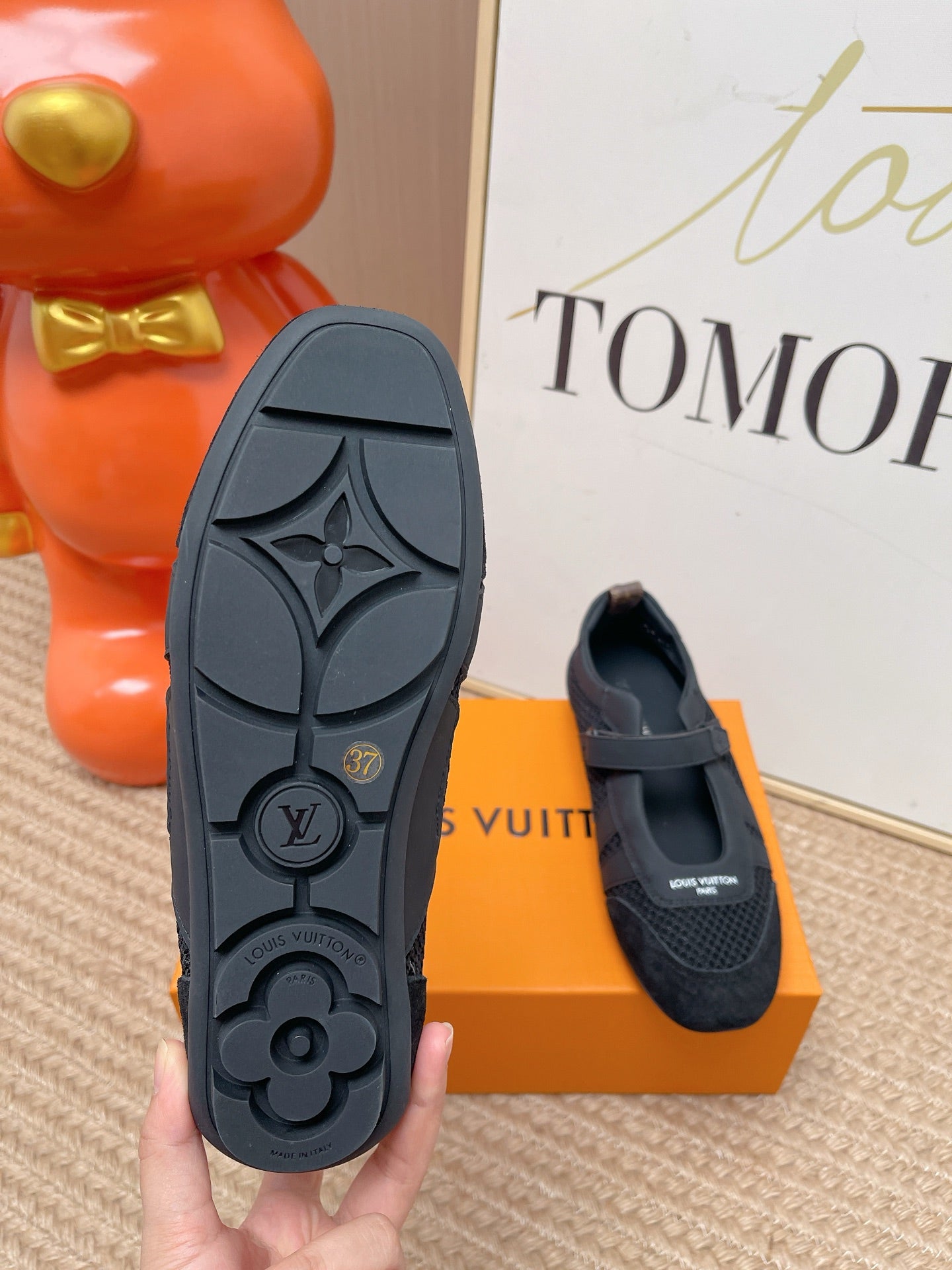 LV Sneakerina Mary Jane Black Suede Mesh 854281