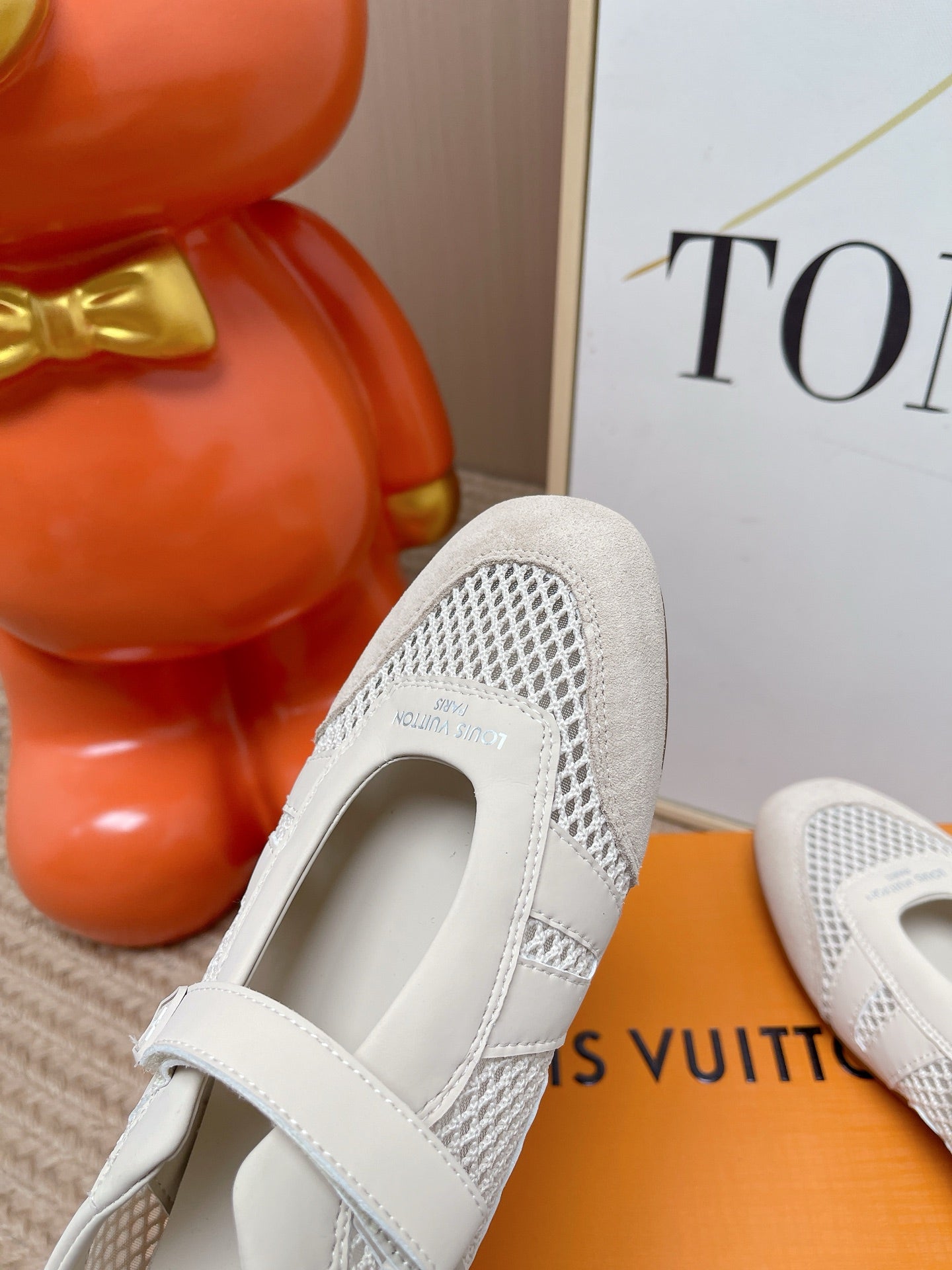 LV Sneakerina Mary Jane Cream Suede Mesh 854282