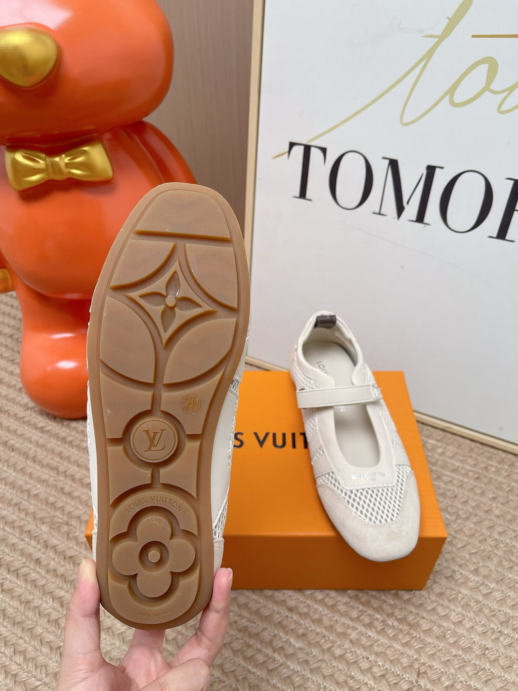 LV Sneakerina Mary Jane Cream Suede Mesh 854282