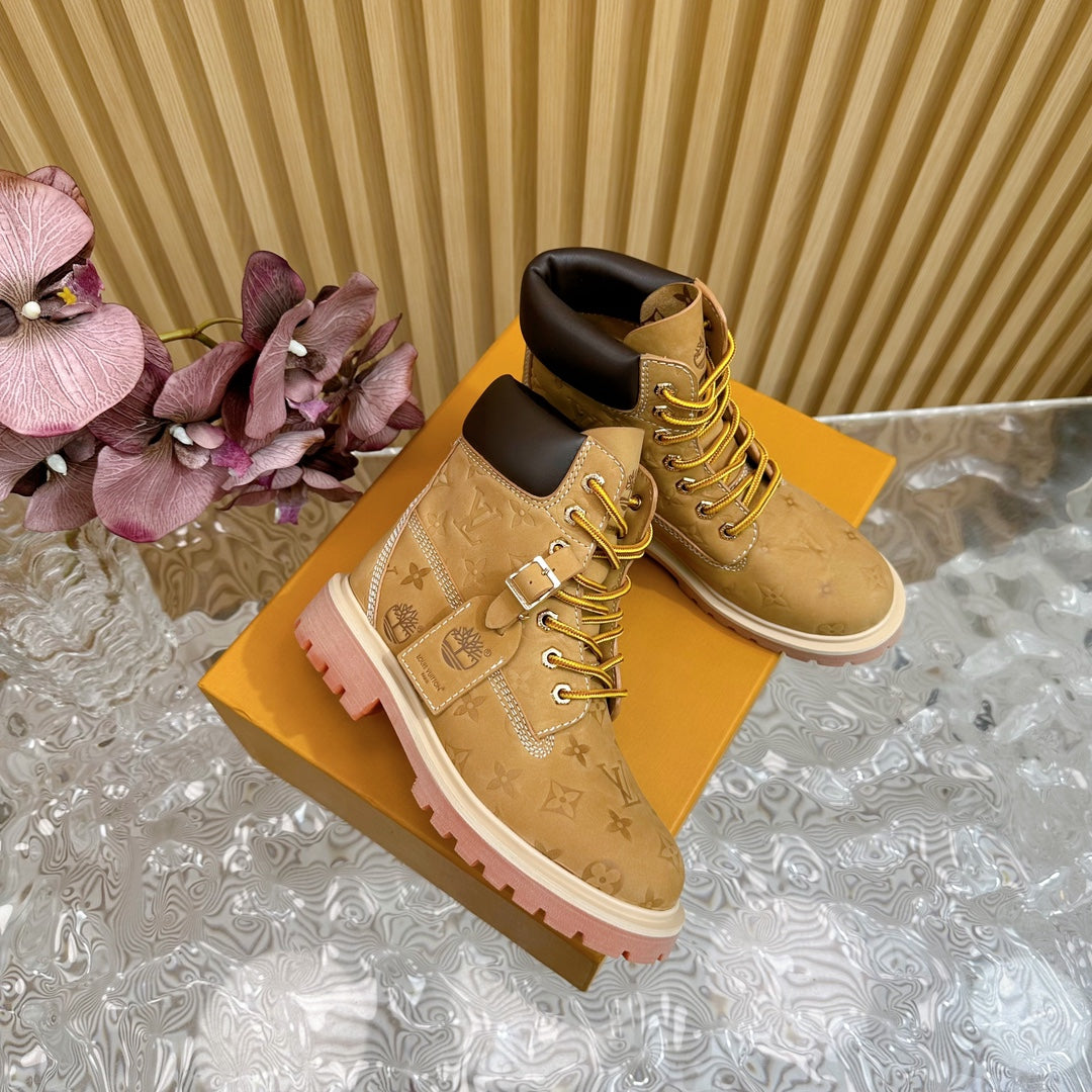 LV x Timberland 6-In High End Ankle Boot Brown Yellow Monogram Suede
