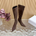 The Row Pointed-toe Knee-high Boots 35mm Dark Brown Suede 436640