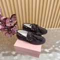 Miu Laces Eyelet Flat Loafer Deep Reddish Brown Suede 498168