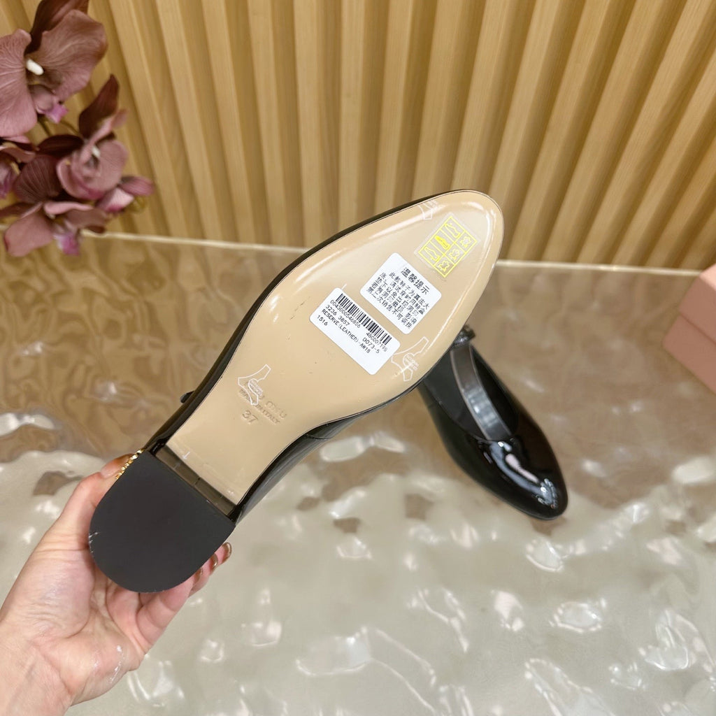 Miu Slingback Pumps With Straps 45mm Black Patent Leather 498174
