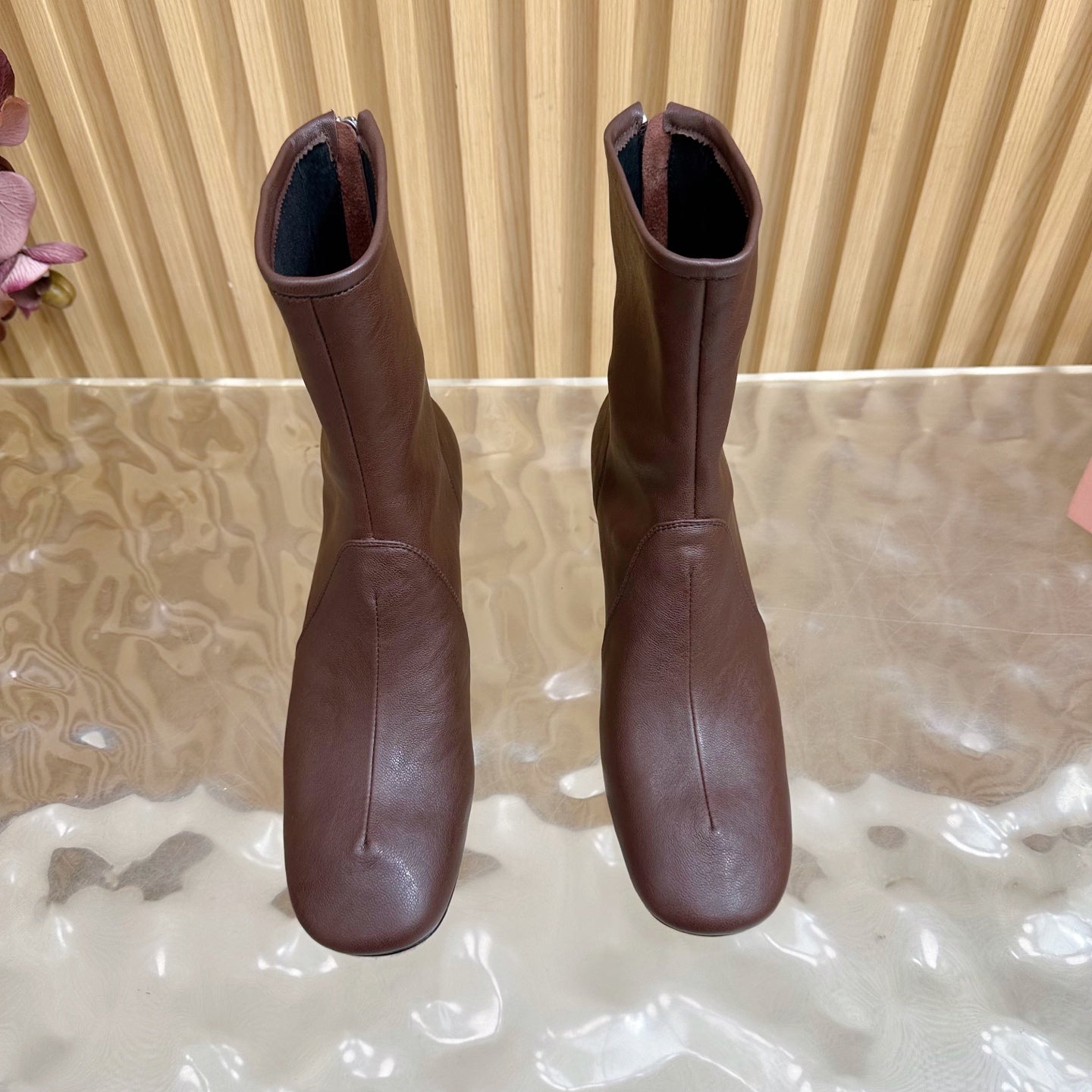 Miu Bootie Deep Reddish Brown  Nappa Leather 498178