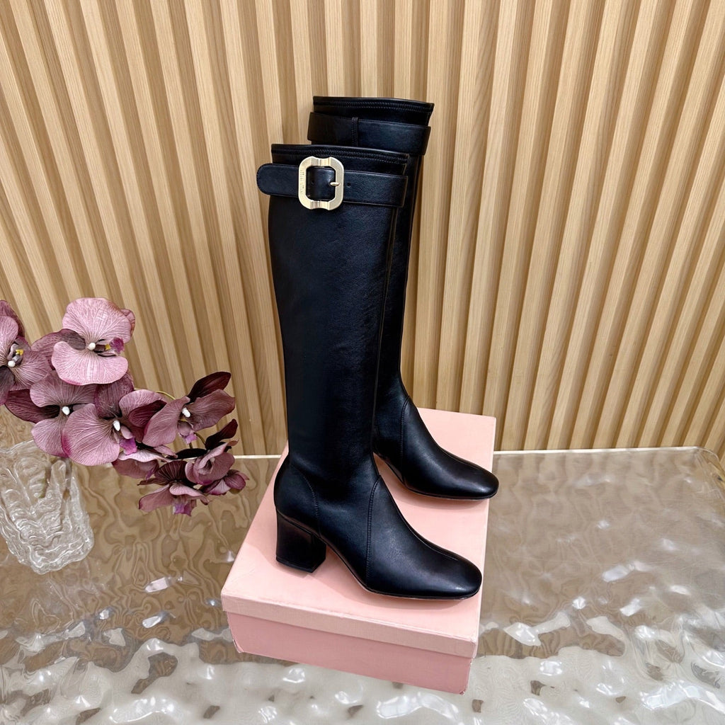 Miu Boots With Buckle Black Nappa Leather  498183