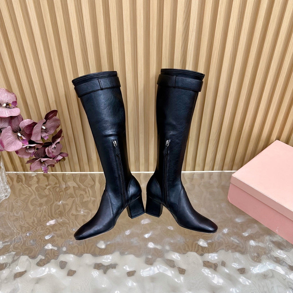 Miu Boots With Buckle Black Nappa Leather  498183