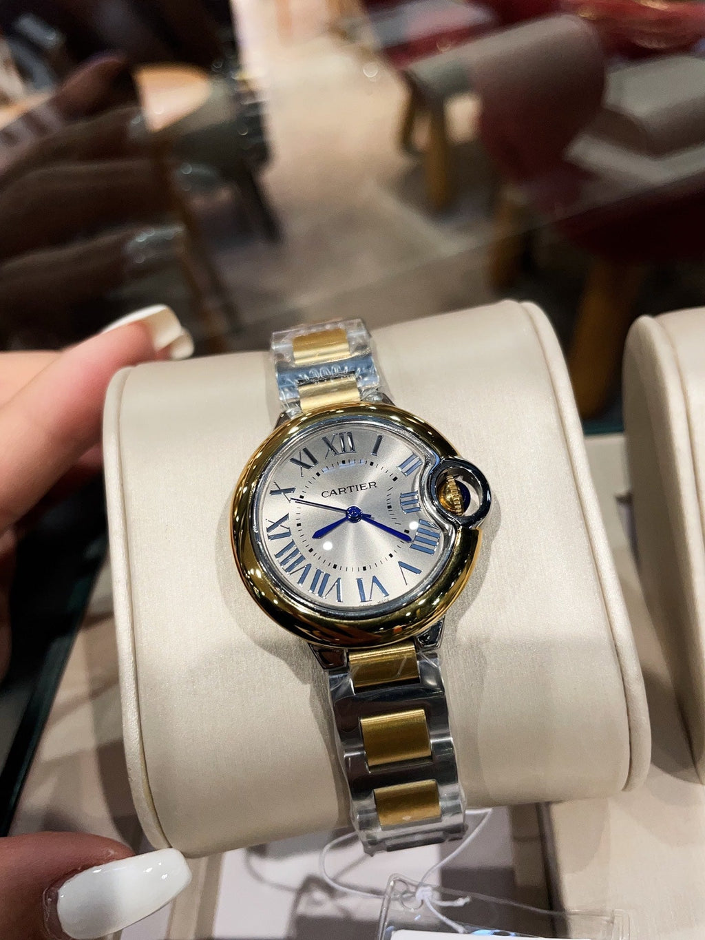 Cartier Balloon 33mm Quartz Silver Gold Bracelet