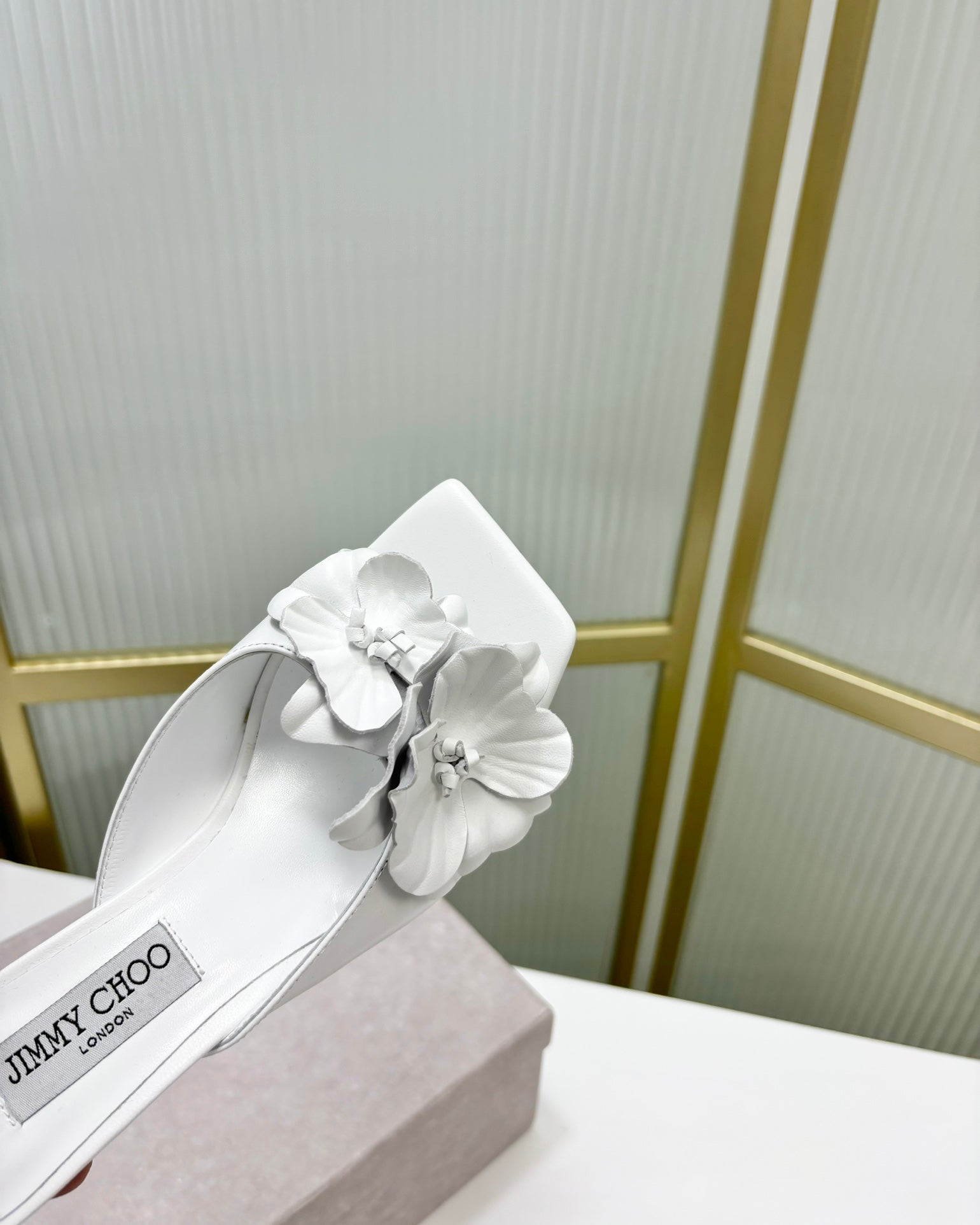 Jimmy Skye 65mm In White Cowhide Mules 597844