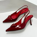 Prada 2026 High-Heeled Open-Back Sandal Red Cowhide Patent Leather 756123