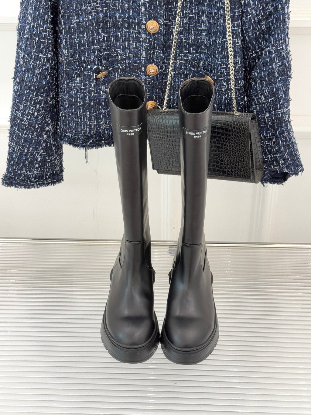 LV Squad High Boot Black Cowhide 572462