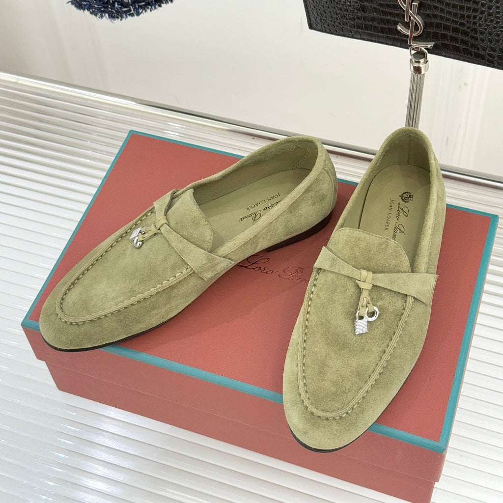 LP 26ss Summer Charms Walk Loafer Light Green Gold Suede 632564